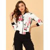 INSPIRE CHIC Women's Stand Collar Floral Prints Zip Up Lightweight Short Jacket - 3 of 4