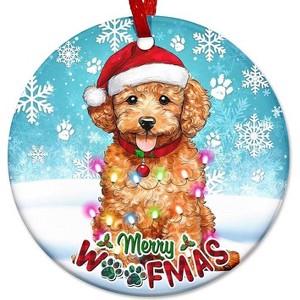 Lomsoe 2025 Christmas Ornament Dog with Santa Hat Ceramic Dog Christmas Tree Decoration Dog Lovers Gift Christmas Tree Ornament Christmas Gift - 1 of 1