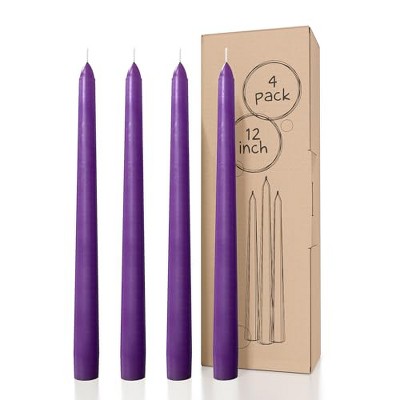 12 inch Taper Candles Set of 4 - Dripless and Smokeless Candle Unscented - Slow Burning Candle Sticks