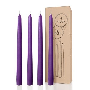 12 inch Taper Candles Set of 4 - Dripless and Smokeless Candle Unscented - Slow Burning Candle Sticks - 1 of 4