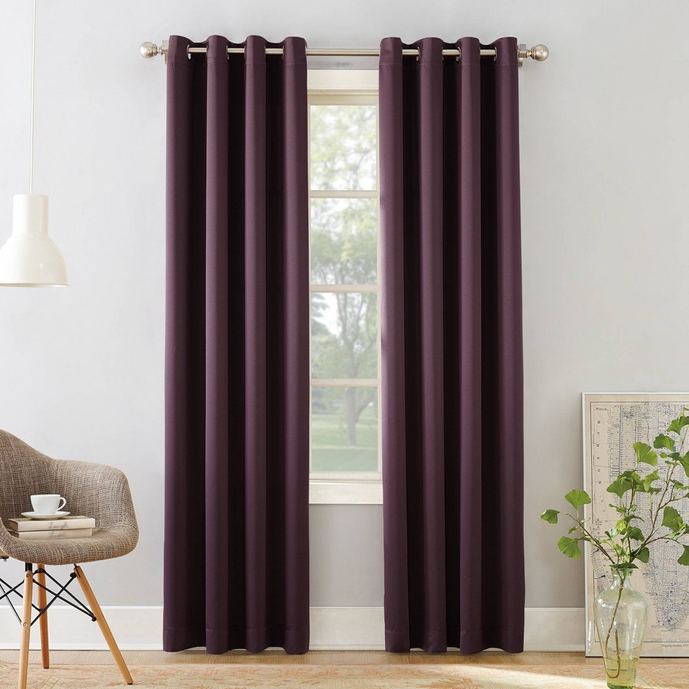 54"x54" Sun Zero Room Darkening Seymour Grommet Curtain Panel Plum Purple: Living Room Indoor Solid Polyester