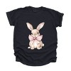 Bunny Watercolor With Bow - Women's Garment Dyed Graphic T-Shirt - 2 of 4