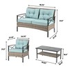 Maggift Patio Seating Sets 4PCS Rattan Furniture Set Table Chairs,Set with Cushions Outdoor, Cushioned Sofa Armrest Garden, Green, 46.75"*27.12"*31.5" - 4 of 4