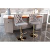 Kumasinova 25"-33" Swivel Bar Stools with Tufted High Back,Luxury Velvet Counter Height Back Stools with Gas Lift & Gold-Plating Footrest - 2 of 4