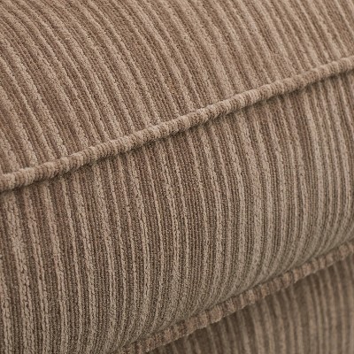 Beige Leather 61" Track Arm Loveseat with Pillow Back