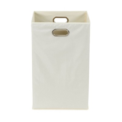 White Collapsible Laundry Hamper with Grommet Handles