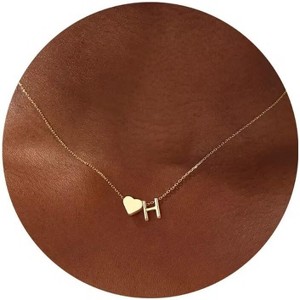 Initial Necklace - 18K Gold Plated Heart Pendant with A-Z Letters, Dainty Birthday Gift for Women and Teen Girls - 1 of 4