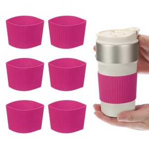 Unique Bargains Silicone Protective Heat Resistant Non Slip Coffee Cup Sleeve 6 Pcs - 1 of 4