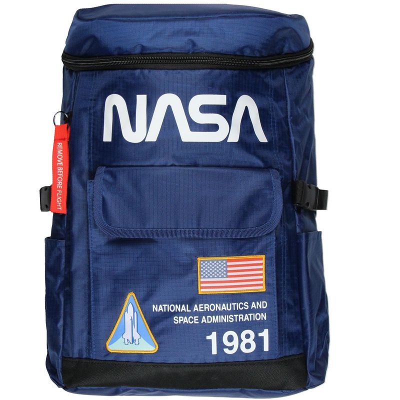 NASA 1981 Flight Suit Zipper-Top Backpack Travel Laptop Book Bag Blue, 1 of 7