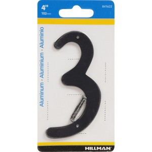 Hillman 4 in. Black Aluminum Nail-On Number 3 1 pc (Case of 3) - 1 of 1