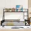 NicBex Twin/Full Size Kids Montessori Bed with Safety Fence,Floor Bed with Desk and Storage Shelves,Toddler bed for Bedroom,Off-White/Black - 2 of 4