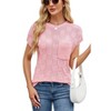 Womens Summer Tops Casual Crewneck Knit Short Sleeve Sweater Loose Fit Lightweight Shirts - 2 of 4