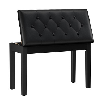 SONGMICS Duet Piano Bench with Padded Cushion Black