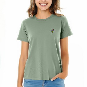 Dalix Sorcerer Frog Embroidered Cotton Relaxed Short Sleeve Tee T Shirt Womens - 1 of 4