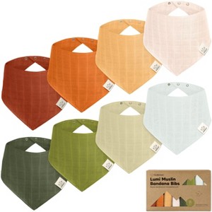 8pk Lumi Muslin Baby Bibs, Bandana Bibs for Baby Boy, Baby Girl, Muslin Drool Bib for Newborn, Toddler - 1 of 4