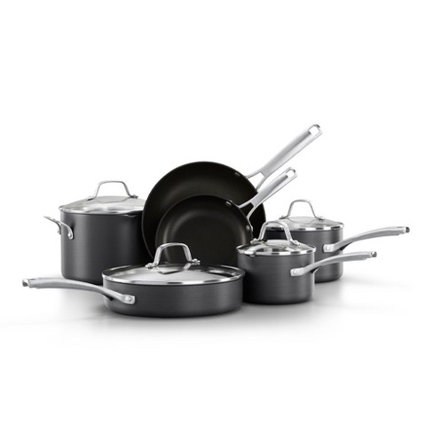 Calphalon Premier 10pc Stainless Steel Space Saving Cookware Set : Target