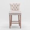 Velvet barstools with button-tufted decoration, wooden legs, and chrome nailhead trim. Leisure style, set of 2 - 4 of 4
