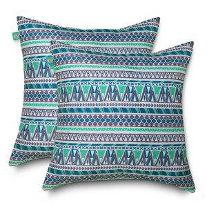 2pk Duck Covers Water-Resistant Outdoor Throw Pillows Lilac Festival - Classic Accessories: Geometric, Polyester Fill - 1 of 4