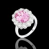 Slickblue Pale Pink Oval Stone Ring, 11.5Ct Cubic Zirconia, Rhodium Plated, Feminine Blossom Design for Women, Sizes 5 to 10 - 3 of 4