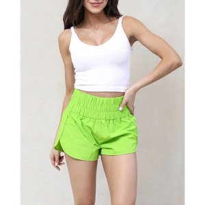 Women's Windbreaker Smocked Waistband Running Short - ZENANA - 1 of 2