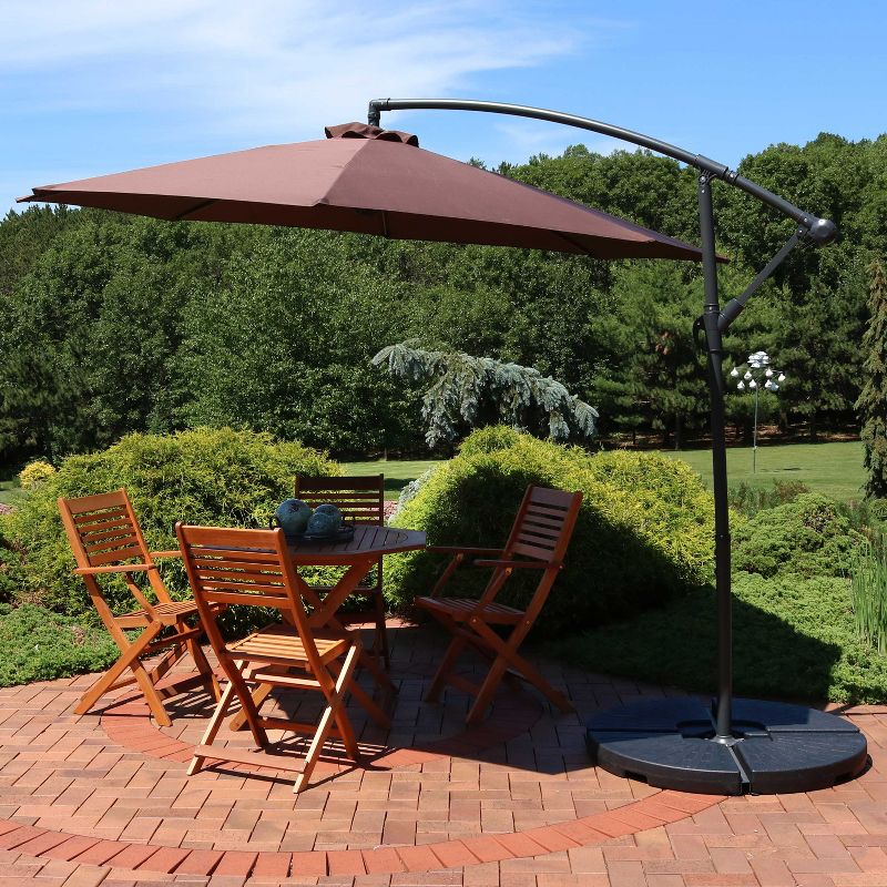 Sunnydaze Outdoor Steel Offset Cantilever Pool Patio Umbrella with Crank and Cross Base - 10', 4 of 16