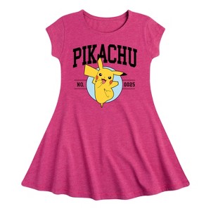 Girls' - Pokémon - Pikachu Collegiate Fit & Flair Cap Sleeve Dress - 1 of 3