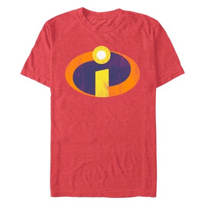 Men's The Incredibles Distressed Retro Emblem  T-Shirt - Red Heather - 2X Large