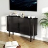 Angel Sar 55" Modern Buffet Cabinet with Curved Design - Storage Sideboard with Sliding Doors & Adjustable Shelves for Living Room, Black - 2 of 4
