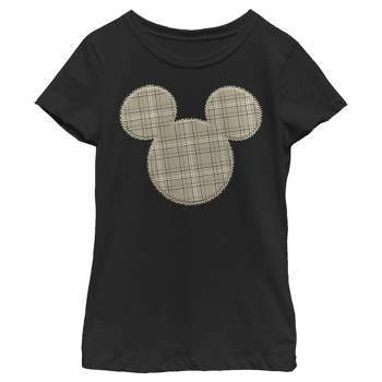Girl's Disney Mickey Mouse Plaid Silhouette T-Shirt
