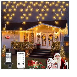 Itopfox 32.8ft 502 LED Icicle Lights 8 Modes Timer Remote Control Waterproof Connectable for Roof Yard Fence Balcony Christmas Indoor - 1 of 4