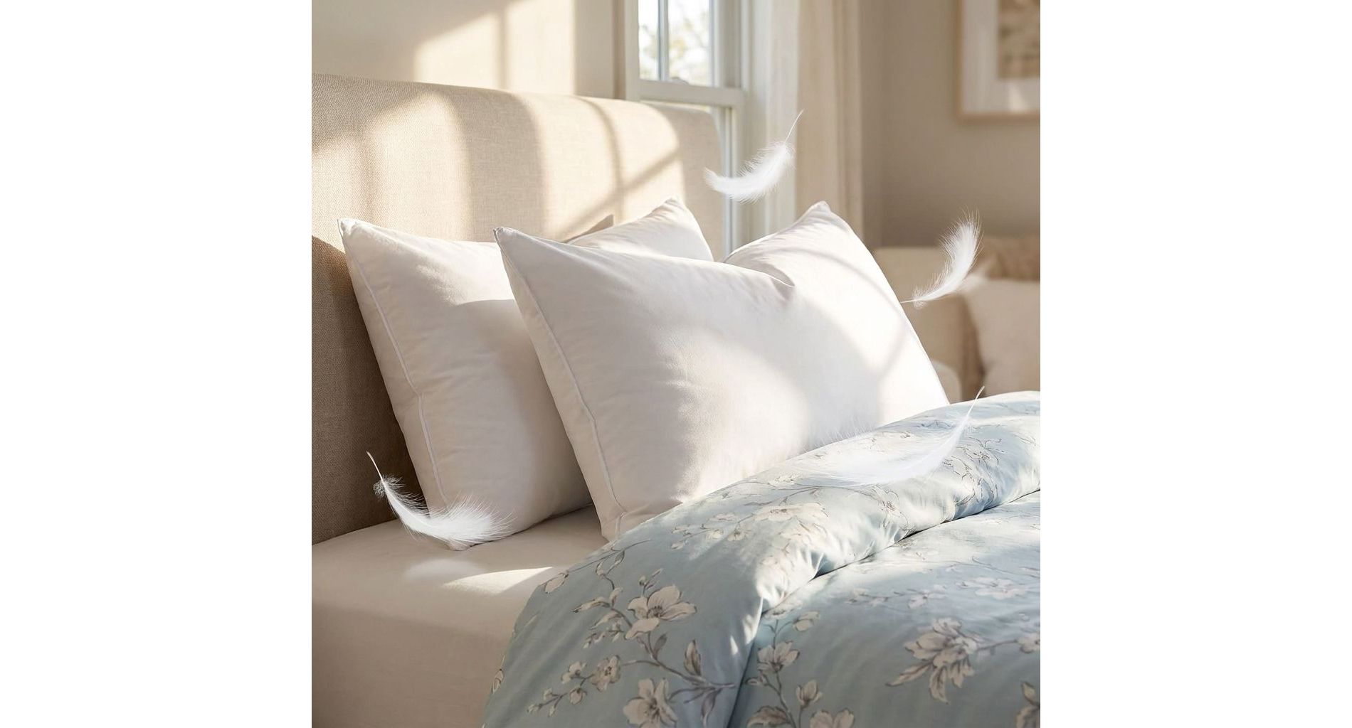 Bed Pillows Queen Size Set of 2 Cool Pillows for Side, Back, and Stomach Sleepers Oeko-Tex Certified Down Alternative Plump Filling