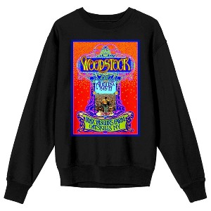 Woodstock Max Yasgur's Farm Vintage Concert Poster Crew Neck Long Sleeve Black Adult Sweatshirt - 1 of 3