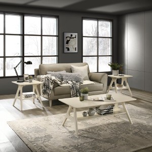 Roundhill Furniture Arona 3-Piece Coffee Table Set, Coffee Table and Two End Tables - 1 of 4