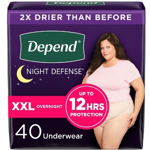 Depend Night Defense Adult Incontinence Underwear for Women - Overnight Absorbency - Blush - 1 of 4