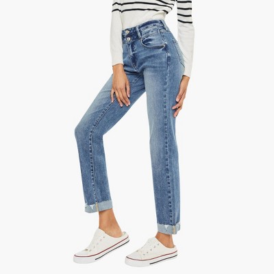 KanCan Essentials Women's Kianna High Rise Slim Straight Leg Jeans