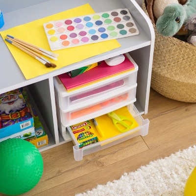 White Clear View Plastic 3-Drawer Desktop Organizer