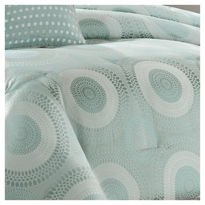 Madison Park Grant 7 Piece Jacquard Comforter Set - Blue (Queen): Luxury Seafoam Geometric Pattern, Includes Decorative Pillows & Bed Skirt — фото 3