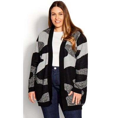 Women's Plus Size Camo Cardigan - Black | Avenue : Target