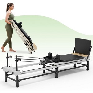 PAETA Pilates Reformer, 91" Foldable Pilates Machine with Adjustable Heights, Piano Wire Springs, and Jump Board - 1 of 4