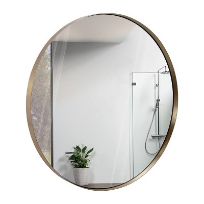 Hamilton Hills 35-" Wall Mount Gold Round Mirror - Contemporary Classic Design : Target