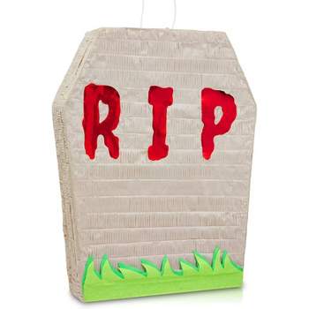 Spooky Central Small Graveyard Tombstone Pinata for RIP Halloween Party Decorations, 17 x 13 x 3 In