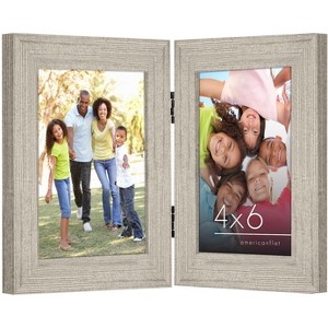 Americanflat Hinged Picture Frame with Two Displays MDF and Shatter Resistant Glass - Driftwood 4x6 - 1 of 4