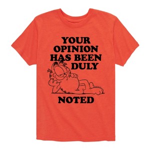 Boys' - Garfield - Your Opinion Has Been Duly Noted Short Sleeve Graphic T-Shirt - 1 of 4