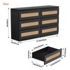 Rattan Dresser for Bedroom, 6 Drawer Dresser for Bedroom, Modern Wide Chest of Drawers - image 2 of 4