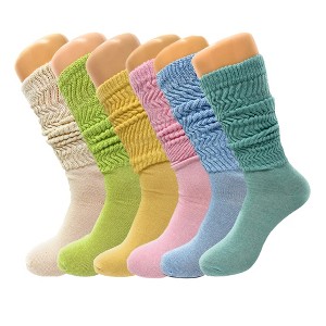 6 Pairs Colorful Slouchy Scrunch Knee Socks for Women Slouch Socks Shoe Size 5 to 10 - 1 of 1