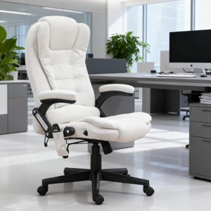 High Back Massage Office Chair with Heat and Reclining Backrest, Flip-Up Armrest Desk Chair for Office or Home-3irtyhousy - 1 of 4
