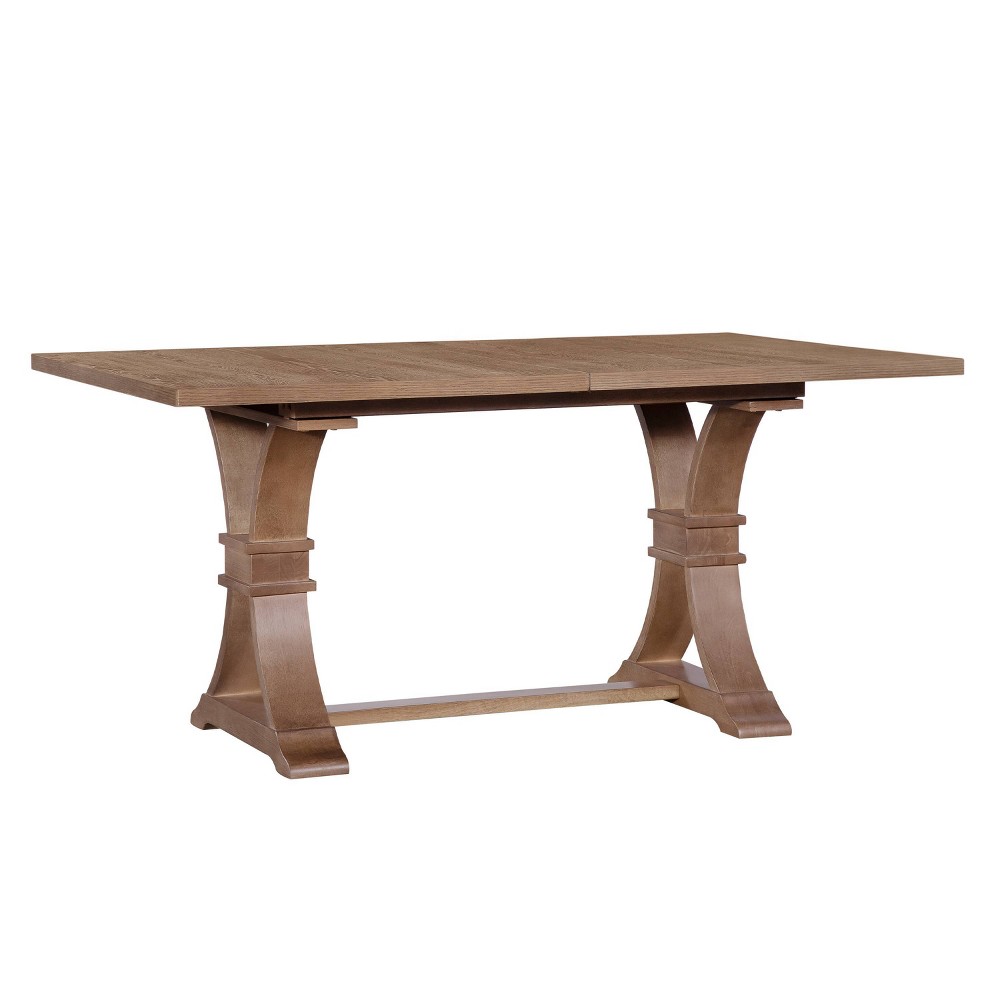 Christopher Knight Home 63" Rubberwood Rectangular Extendable Pedestal Dining Table Walnut Brown