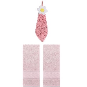 REGALWOVEN 3 Pcs Soft Absorbent Hand Towel Bathroom Decorative Set - 1 of 4