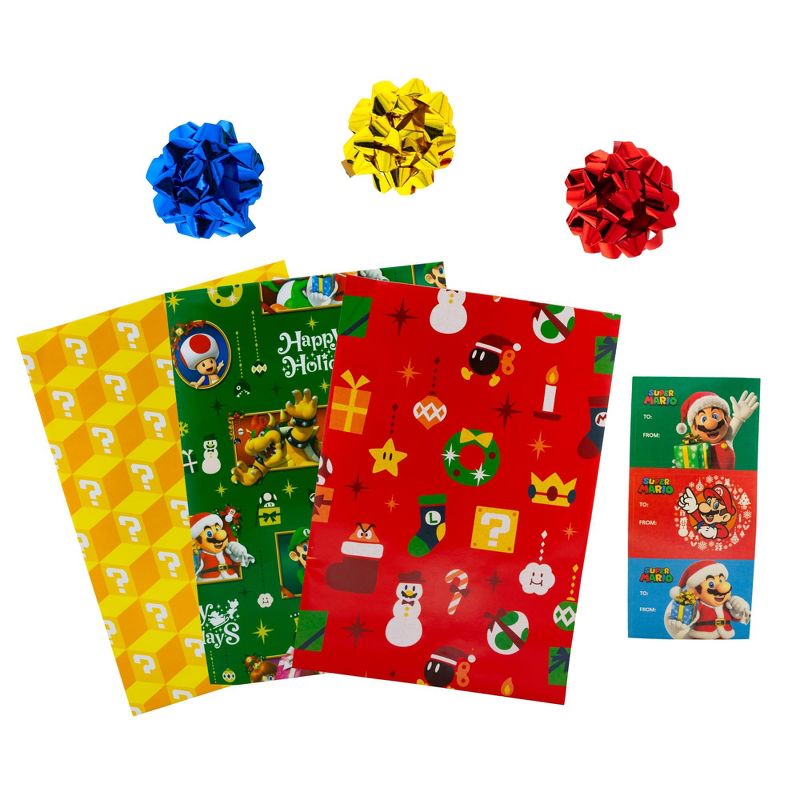 Super Mario Bros. 9-Piece Holiday Wrapping Paper Kit, 1 of 10