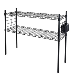 Organize It All Steel Etagere Adjustable Shelf Black: 2-Shelf Vertical Bookshelf, Small Steel Frame, 28" Height, 36" Width - 1 of 4